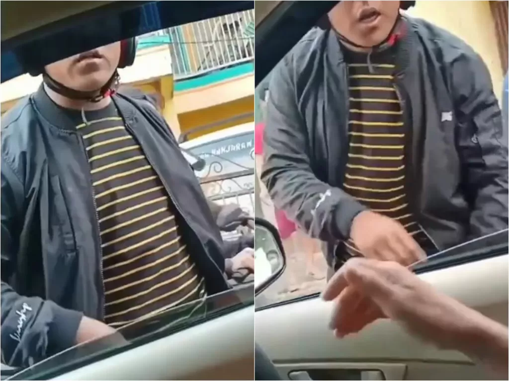 Pemotor mengamuk ke pengendara mobil karena tak terima diklakson (Instagram/infojawabarat)