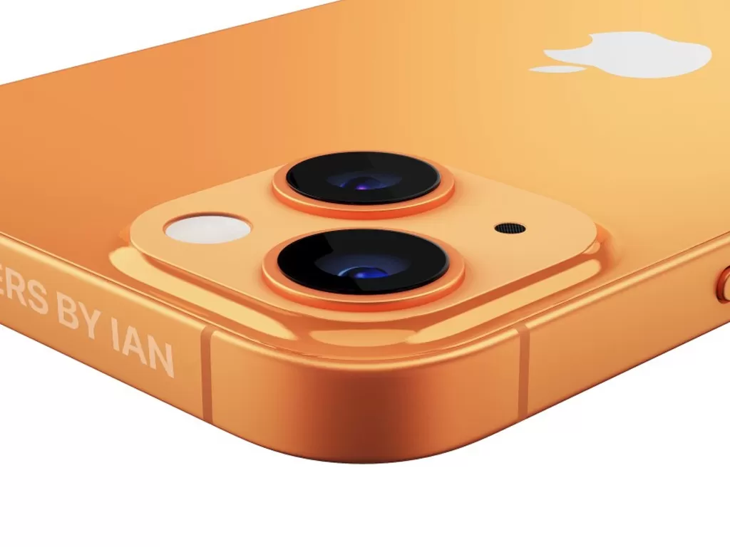 Tampilan render dari iPhone 13 dengan varian warna oranye (photo/RendersByIan)