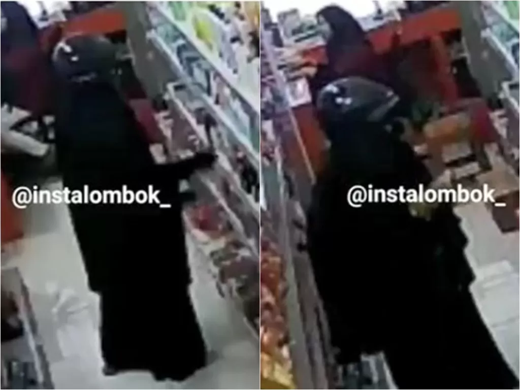 Wanita di Lombok Utara terekam CCTV mencuri kosmetik di minimarket (Instagram/instalombok_)