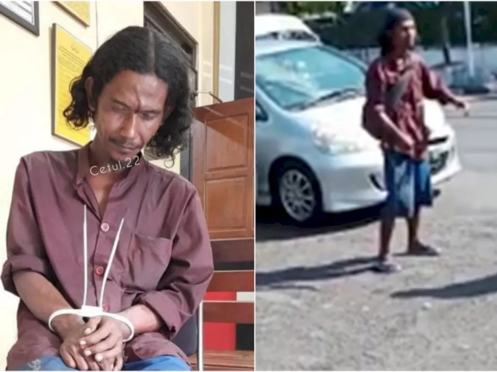Pria yang menerobos Mapolresta Yogyakarta dengan golok. (istimewa)