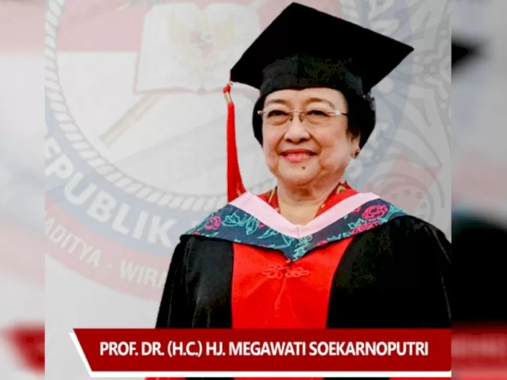 Ketua Umum PDI Perjuangan Megawati Soekarnoputri diberi gelar profesor Guru Besar Tidak Tetap oleh Universitas Pertahanan (Unhan). (Istimewa)