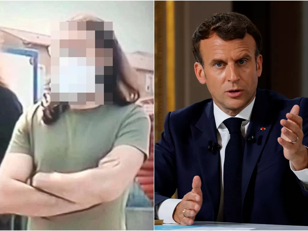 Damien Tarel penampar presiden Prancis (kiri), Emmanuel Macron, presiden Prancis (kanan). (Facebook/REUTERS/Pascal Rossignol)