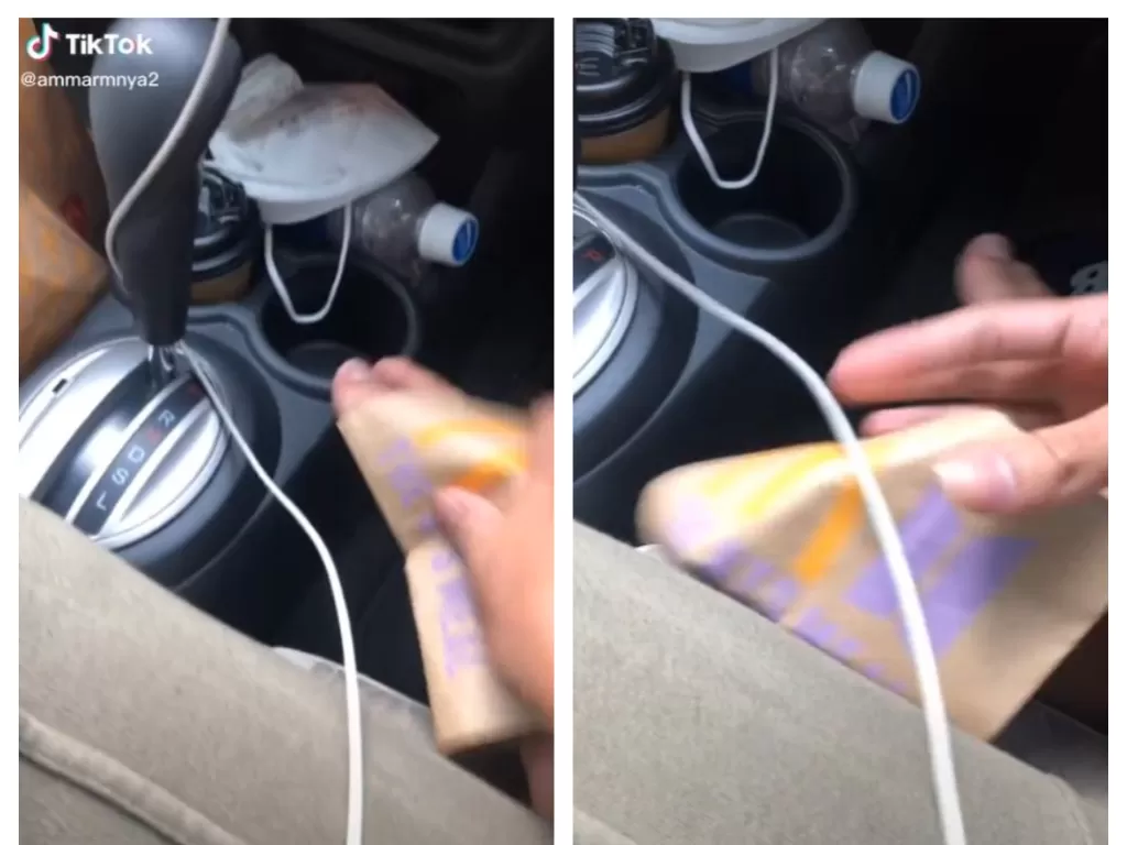 Viral pria mengelap kaki yang kotor pakai paper bag BTS Meal, Netizen sebut minta digeruduk ARMY. (TikTok/@ammarmnya2)