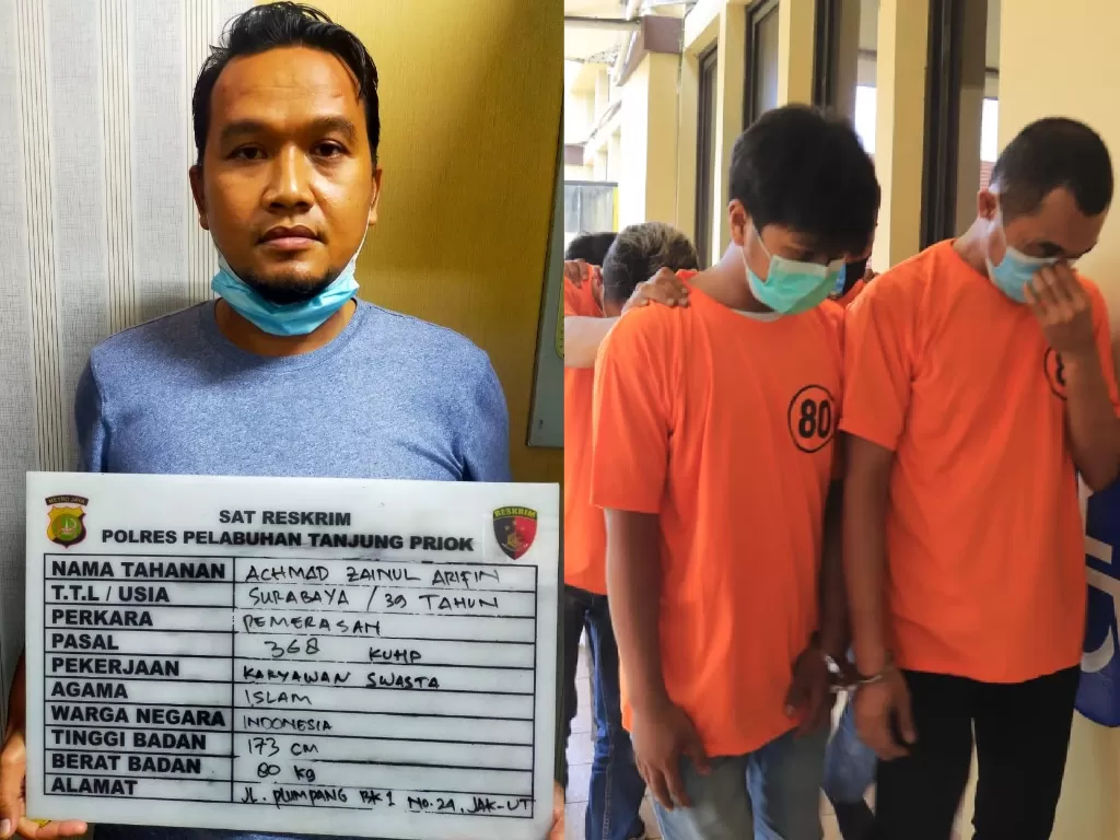 Bos pungli preman di Tanjung Priok. (Dok. Polres PelabuhanTanjuk Priok), preman Tanjung Priok yang ditangkap. (Dok. Humas Polda Metro Jaya).