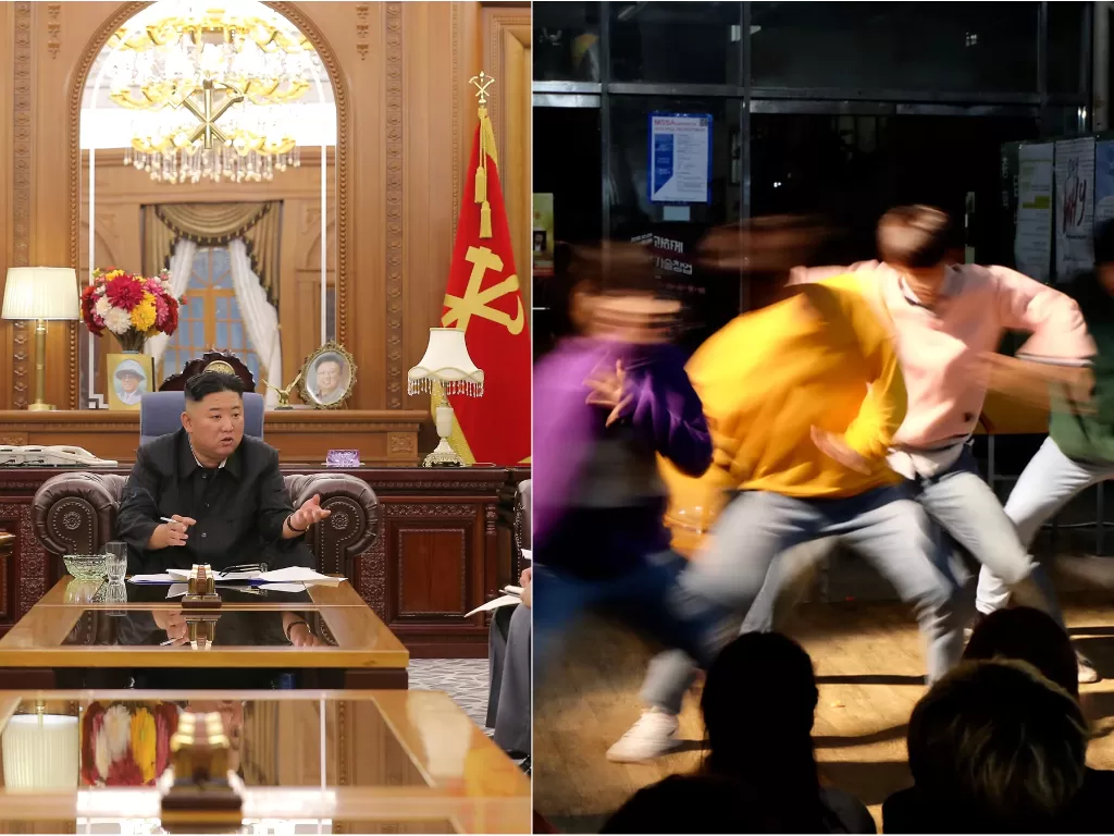 Kiri: Kim Jong Un (KCNA/via REUTERS) / Kanan: Ilustrasi Kpop (Unsplash)