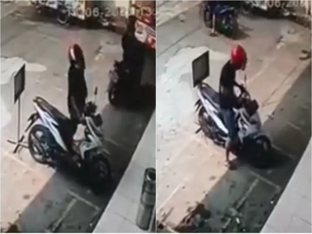 Pria hendak mencuri gagal bawa kabur motor di Depok terekam CCTV (Instagram/depokterkini)