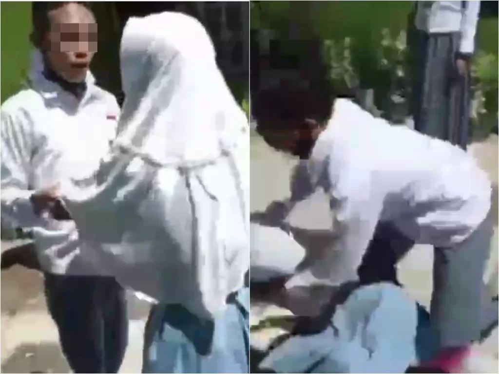 Anak SMA di Gorontalo berkelahi dorong lalu tarik jilbab hingga terlepas (Instagram/andreli48)