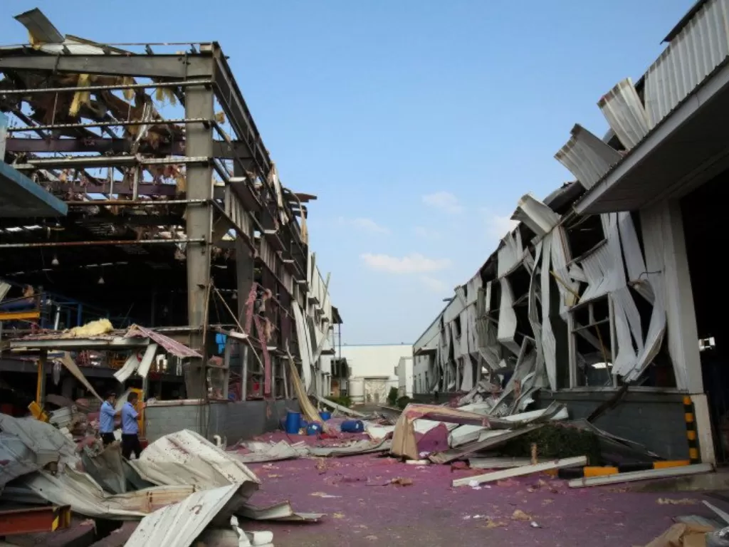 Reruntuhan bangunan akibat ledakan gas. (Dok. China Sringer Network)
