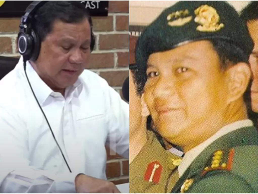 Kolase foto Prabowo dulu dan sekarang. (YouTube/ist)