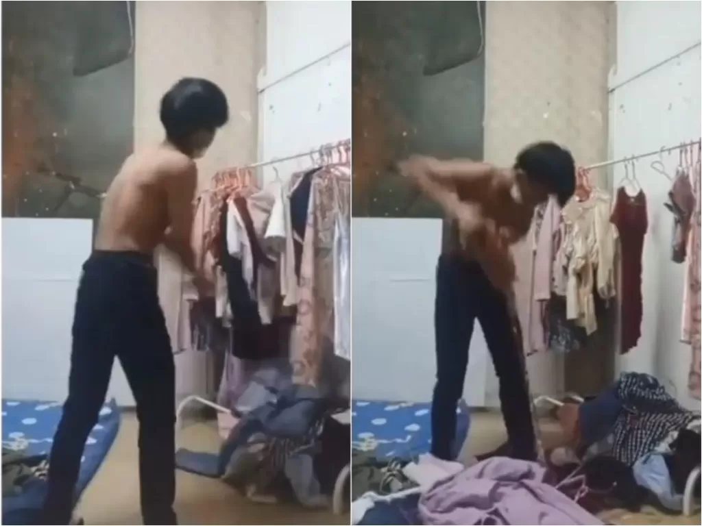 Pria emosi hancurkan pakaian istrinya karena selalu belanja online (Instagram/duniapunyacerita)