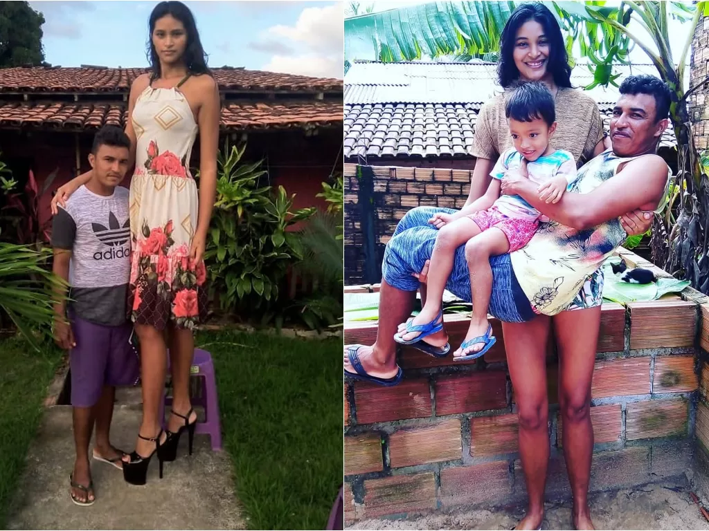 Wanita setinggi 2 meter dan suaminya (Instagram/elisane_oficial)