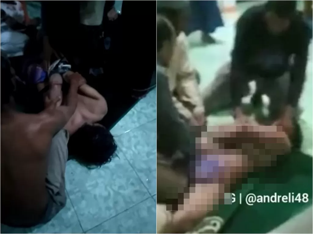 Pria bugil ngamuk ke masjid usai bunuh istri dan anaknya di Kutai Timur (Instagram/andreli48) 