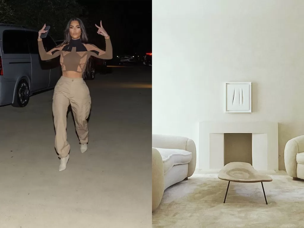Kim Kadarshian (kiri) dan ruangan kesukaan (kanan). (photo/Twitter/Instagram/@kimkardashian)