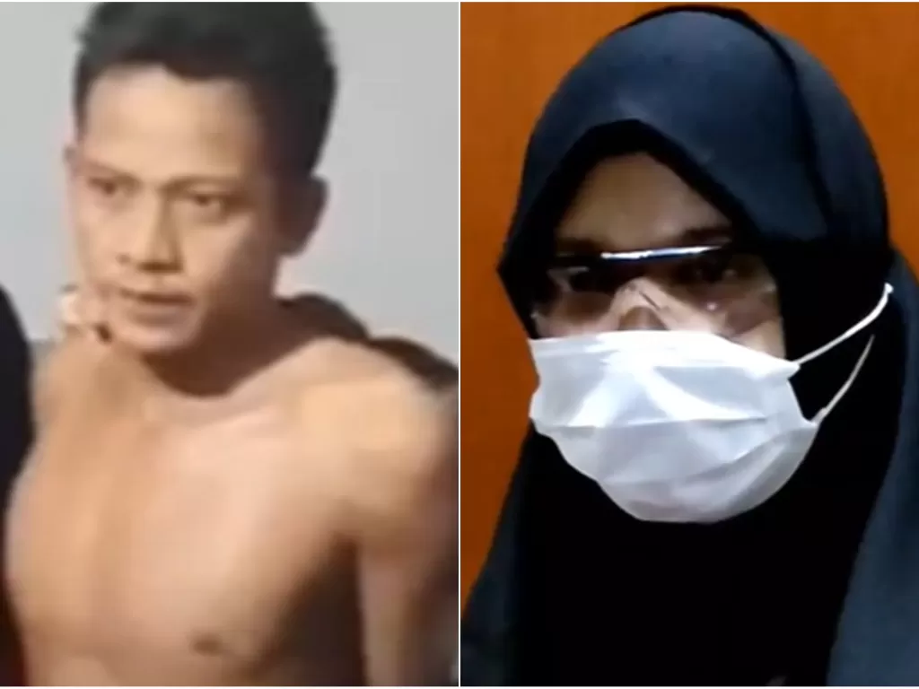 Kolase foto Melly Handayani dan Sukarji, pria yang menyiramnya dengan air keras. (YouTube)