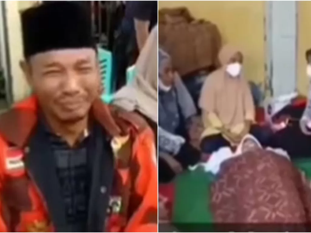 Ayah bocah yang tewas digigit anjing tetangga di Medan, menangisi kematian anaknya. (ist)