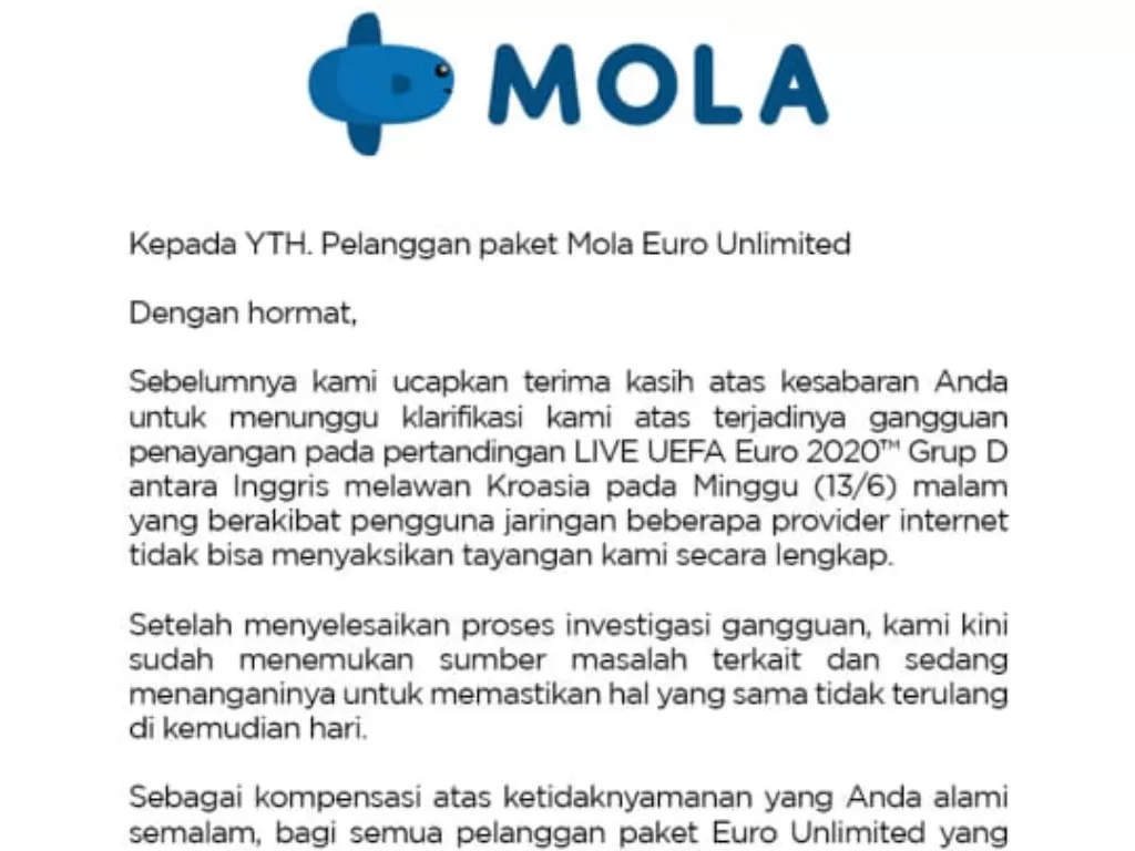 Klarifikasi Mola (istimewa).