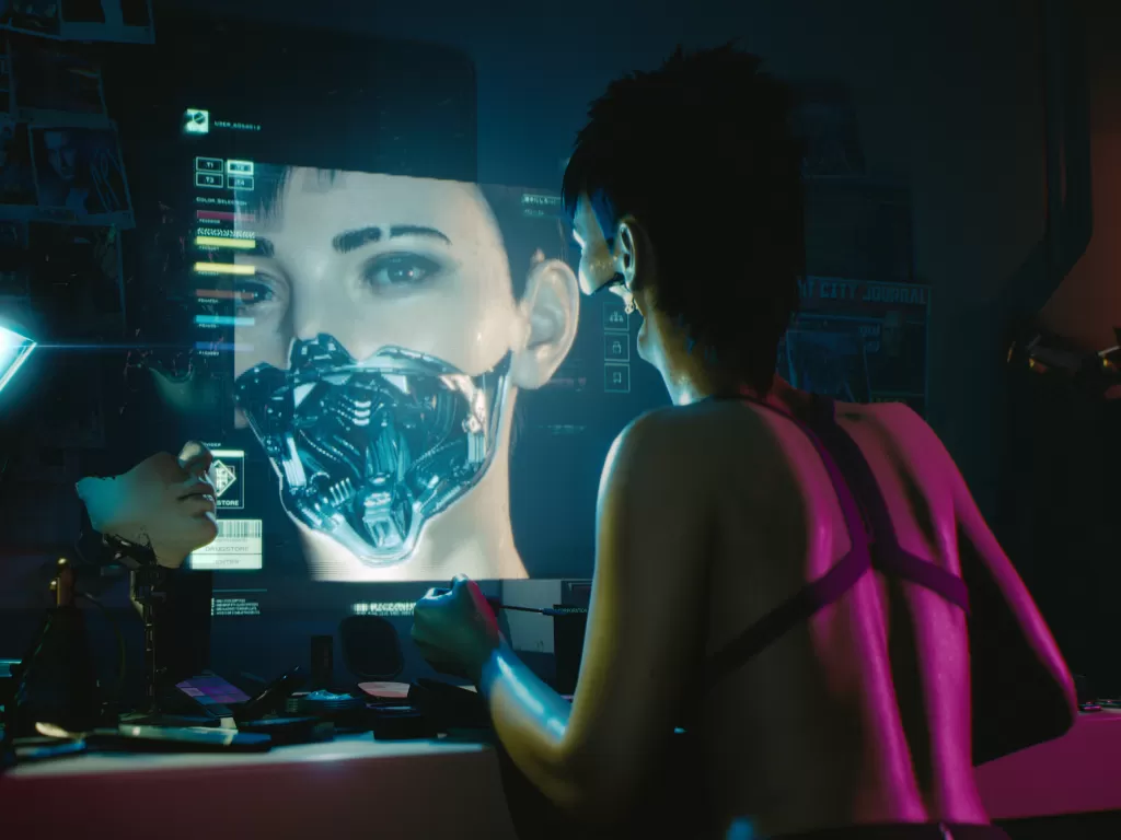 Ilustrasi tampilan game Cyberpunk 2077 besutan CD Projekt Red (photo/CD Projekt Red)