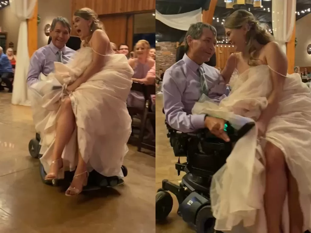 Pengantin wanita ini menari dengan ayahnya yang berada di kursi roda. (Photo/Facebook/Dakota Snider)