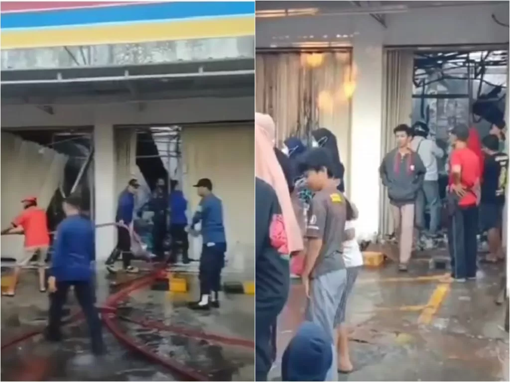 Pegawai bakar minimarket di Makassar karena sakit hati dengan atasannya (Instagram/jagad.viral)