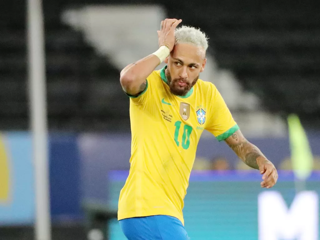 Neymar di pertandingan Brazil vs Peru, Copa America, Jumat (18/6/2021). (photo/REUTERS/SERGIO MORAES)