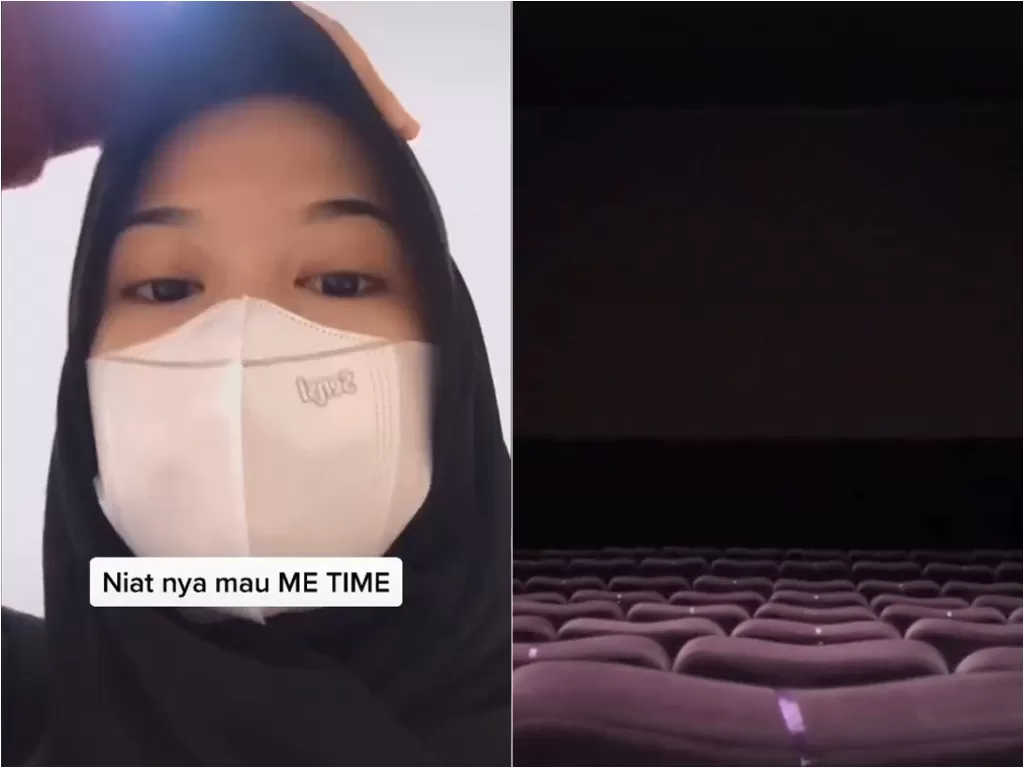Wanita curhat pengalamannya saat nonton bioskop seorang diri (TikTok/haijen_)