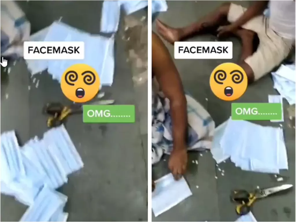 Cuplikan video viral pembuatan masker tak streril. (photo/Instagram)
