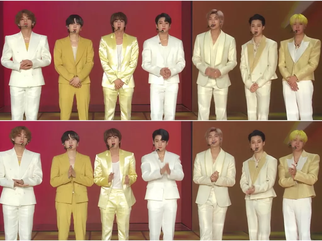 Kostum BTS yang dinilai jelek oleh netizen.  (photo/Screenshoot/YouTube/CDTV YouTube)