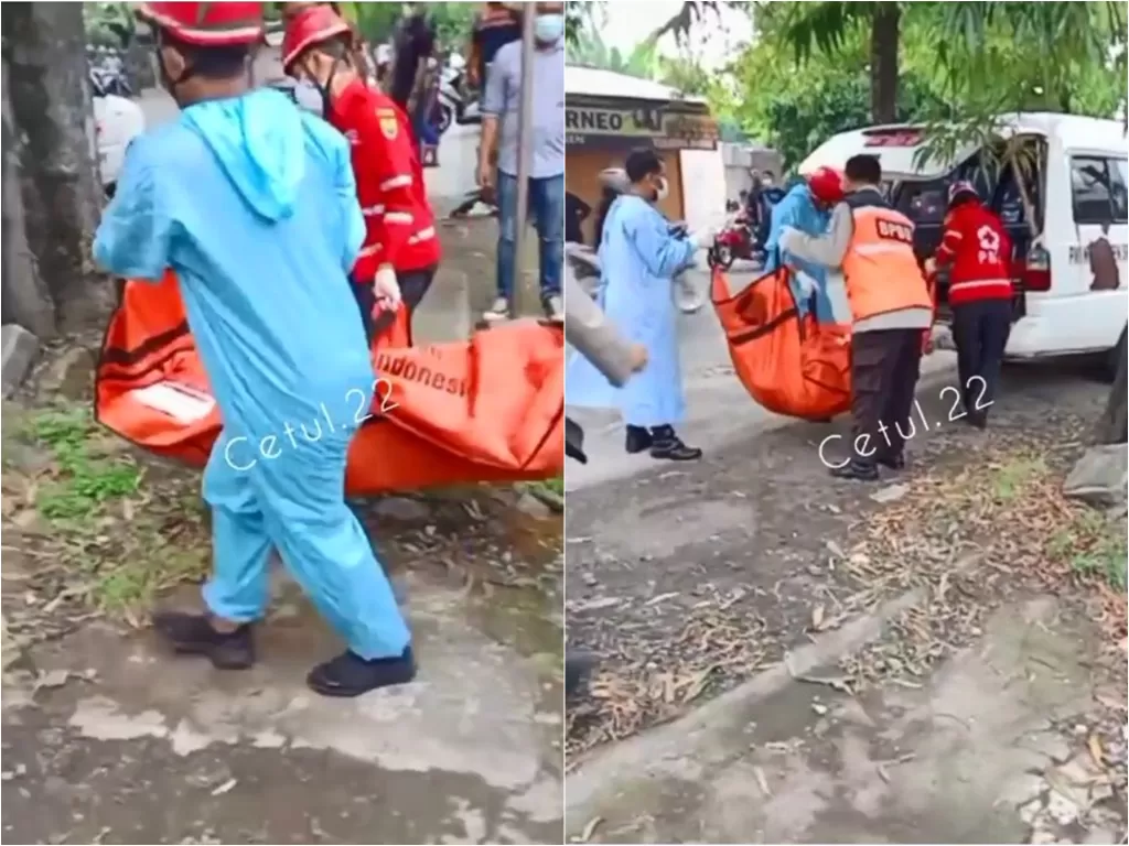 Petugas gabungan evakuasi mayat yang sudah membusuk di Sragen (Instagram/cetul.22)