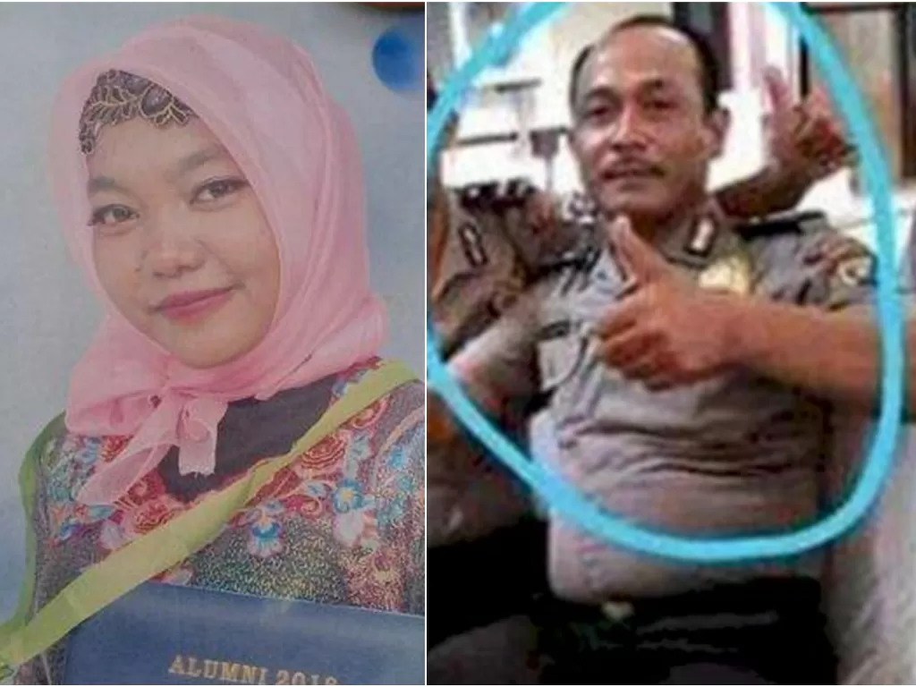 Korban Riska Fitria (21 tahun) dan pembunuhnya, Aipda Roni Syahputra. (Ist)