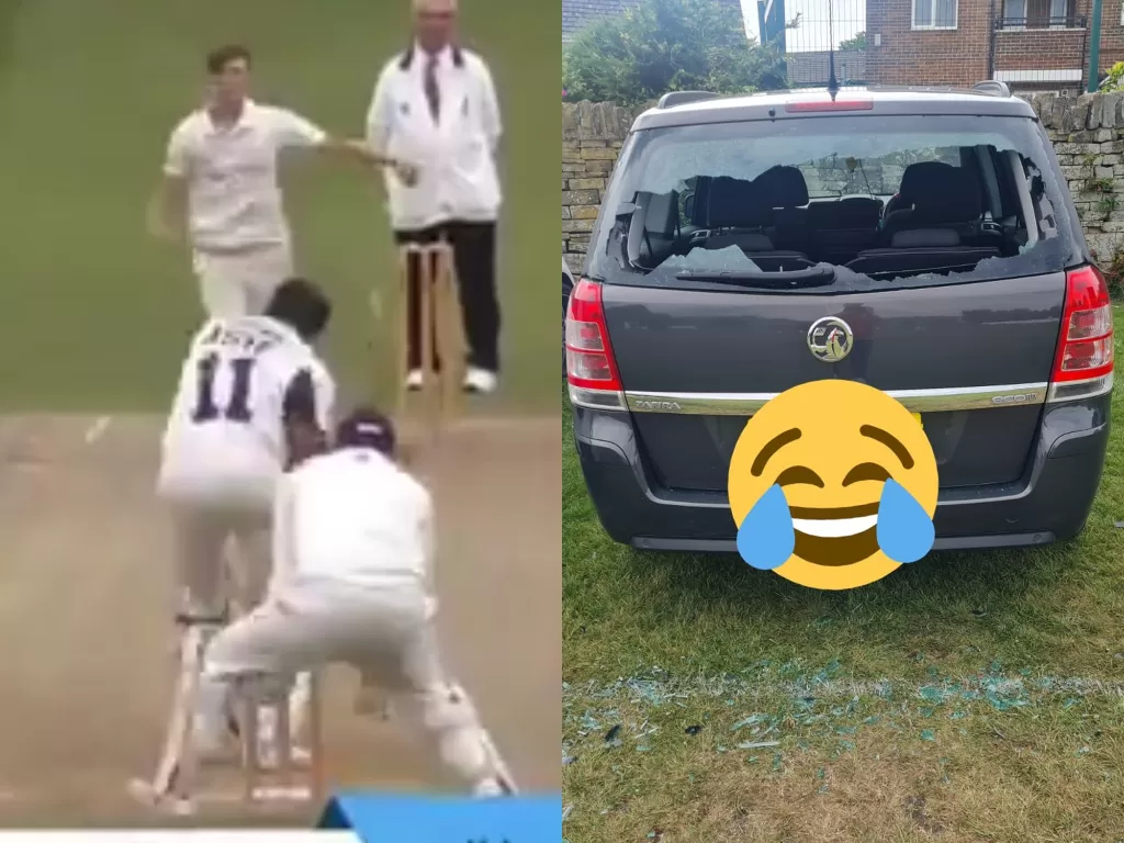 Pemain kriket tak sengaja hancurkan kaca mobilnya. (Photo/Twitter/@Illingworth)