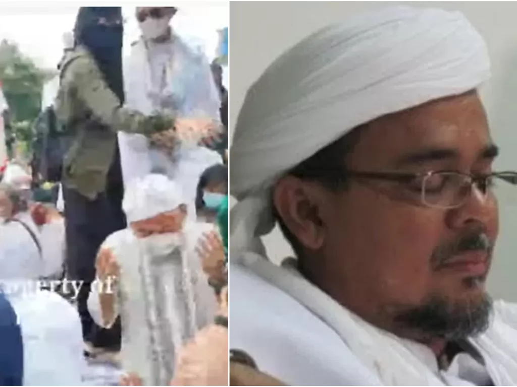 Rizieq Shihab dan para pendukungnya. (YouTube/Antaranews)