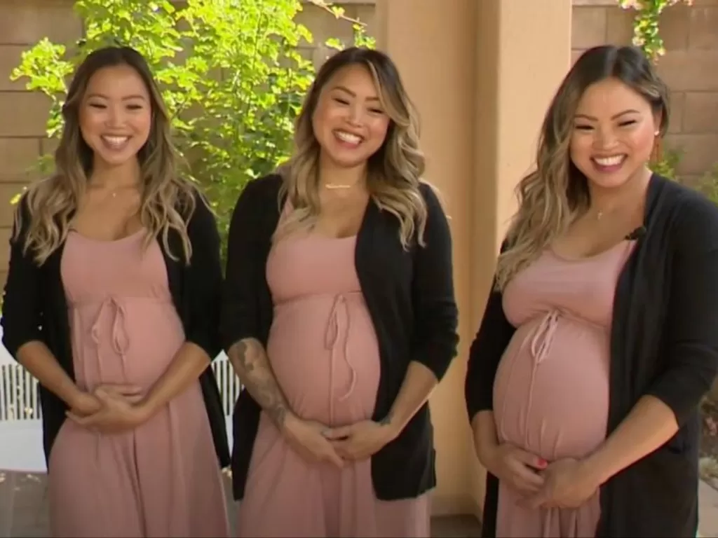 Tiga saudari kembar hamil di waktu yang sama. (Photo/Daily Star)