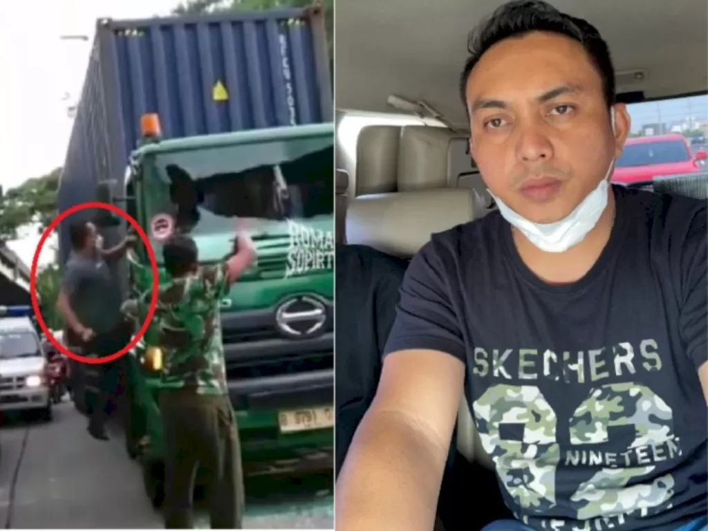 Pelaku viral penganiaya sopir truk di Jakut. (Foto dok Istimewa)