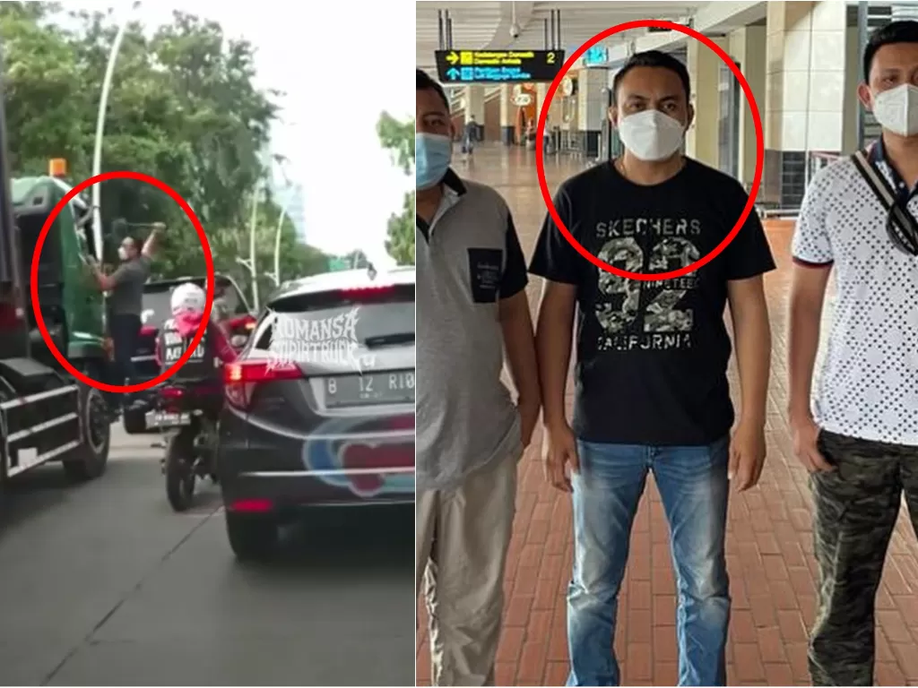 Pengemudi Pajero aniaya sopir truk telah ditangkap (photo/Instagram/romansasopirtruck/guruh_arif)