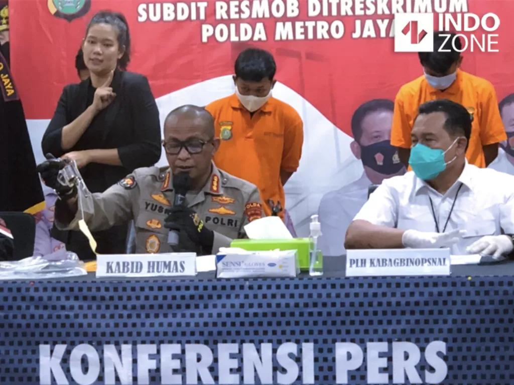 Konferensi pers kasus sindikat curanmor di Mapolda Metro Jaya, Jakarta. (INDOZONE/Samsudhuha Wildansyah)