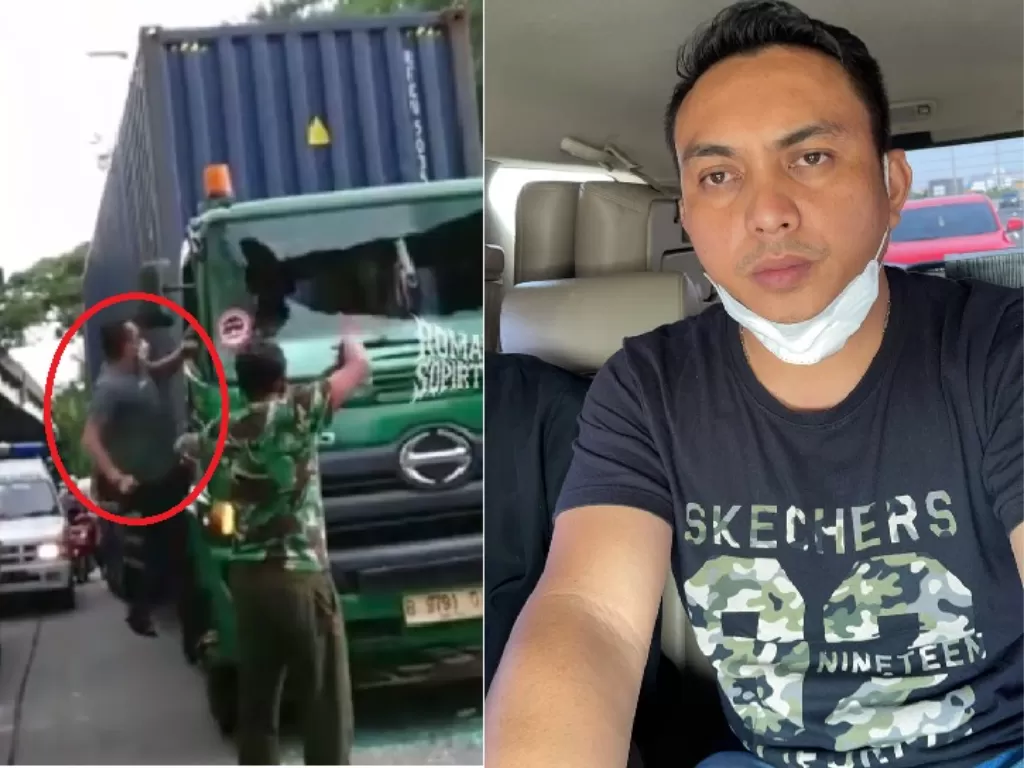 Pelaku viral penganiaya sopir truk di Jakut. (Foto dok Istimewa).