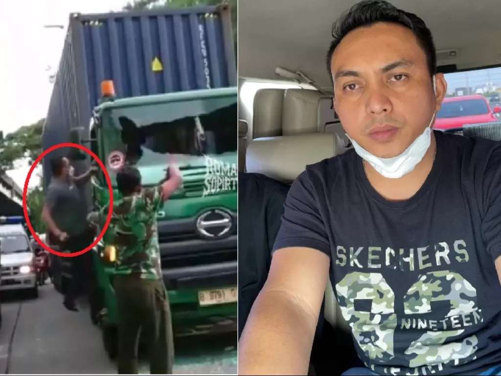 Pelaku viral penganiaya sopir truk di Jakut. (Dok. Istimewa).