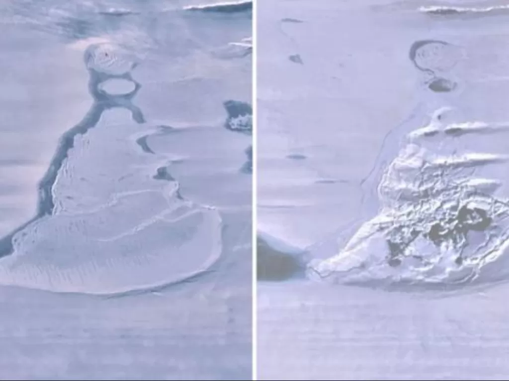 Tampilan danau raksasa Antartika yang hilang. (photo/Dok. Warner et al., Geophysical Research Letters, 2021)