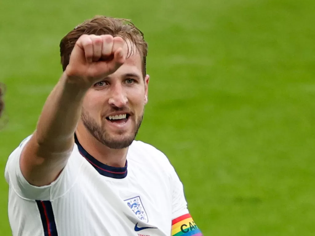 Harry Kane sukses mencetak gol kedua Inggris lawan Jerman (Pool via REUTERS/John Sibley)
