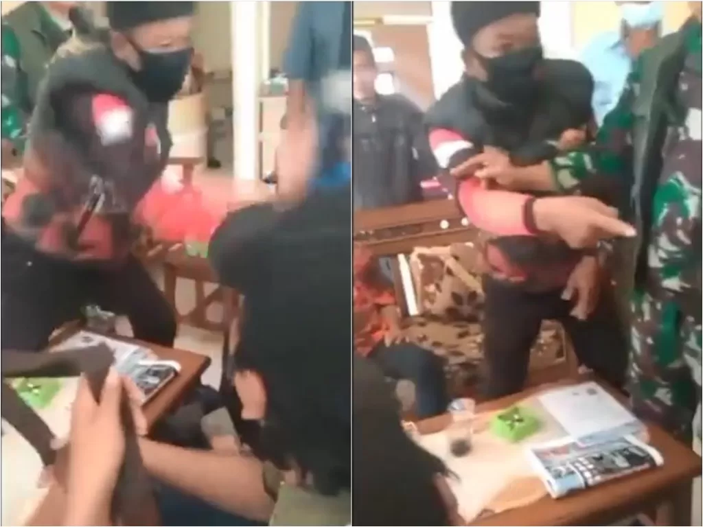 Sekelompok oknum ormas melakukan tindak kekerasan terhadap wartawan di Majalengka (Instagram/tnilovers18)