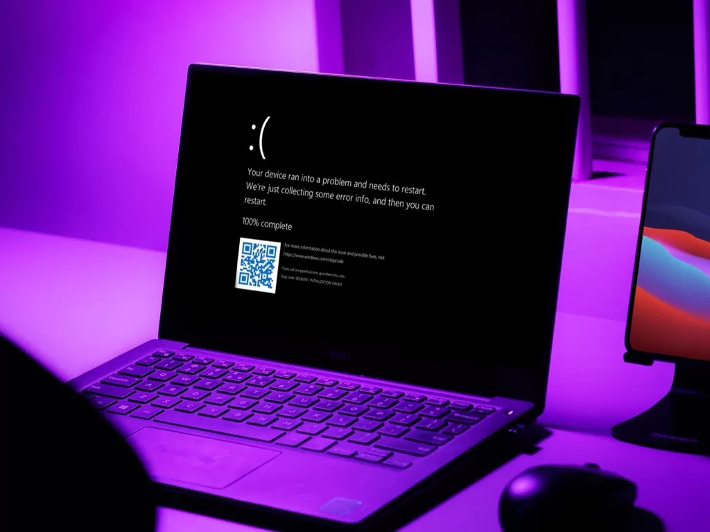 Ilustrasi tampilan Blue Screen of Death berwarna hitam di Windows 11 (photo/NotebookCheck)