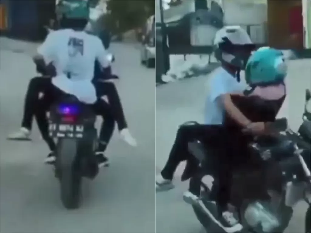 Sejoli boncengan di atas motor seperti berhubungan badan (Instagram @jayalah.negriku)