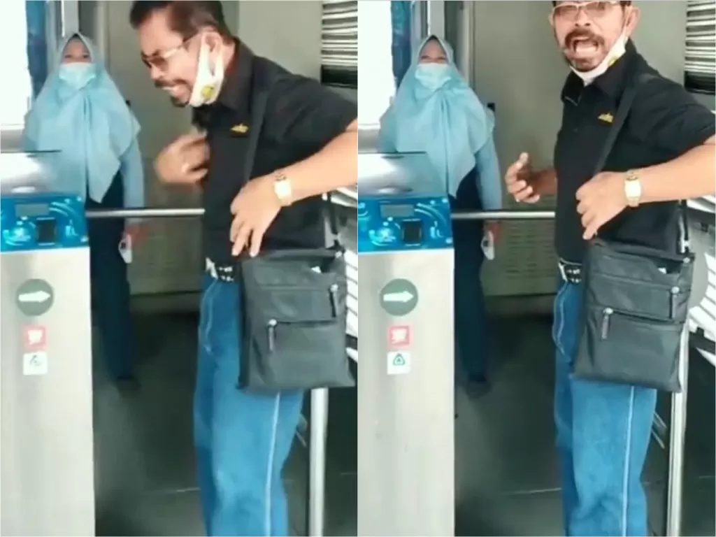 Penumpang Transjakarta ngamuk saat ditegur petugas karena salah pakai masker (Instagram/andrelie48) 