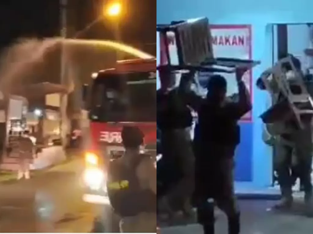 Petugas Satpol PP Semarang melakukan penertiban PPKM Darurat (Instagram @warung_jurnalis)