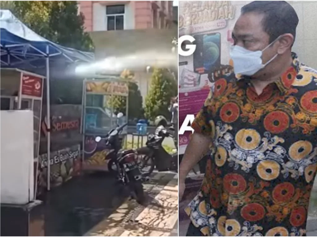 Warung kecil disemprot pakai air pemadam kebakaran oleh Satpol PP Semarang. Wali Kota Hendrar marah. (ist)