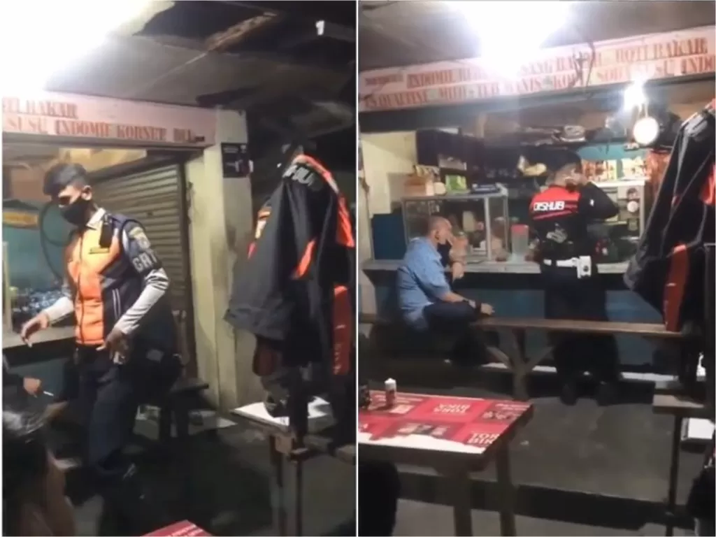 Petugas Dishub kepergok nongkrong di warung saat PPKM Darurat (Instagram/undercover.id)\