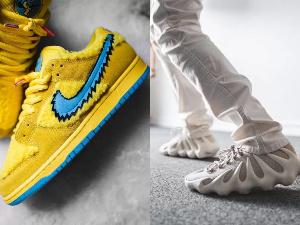 Sneaker buatan Nike (Kiri) dan Sneaker buatan Yeezy (kanan). (photo/Instagram/@stockxsneakers)