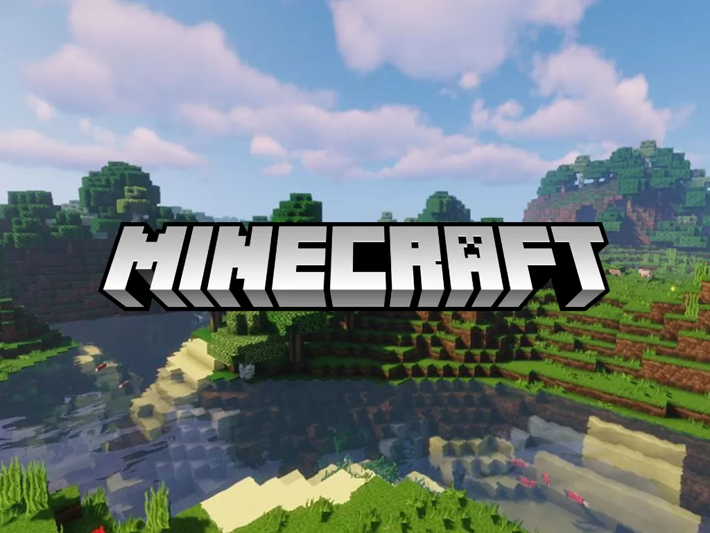 Tampilan logo dan gameplay dari Minecraft besutan Mojang (photo/Mojang/Microsoft Studios)