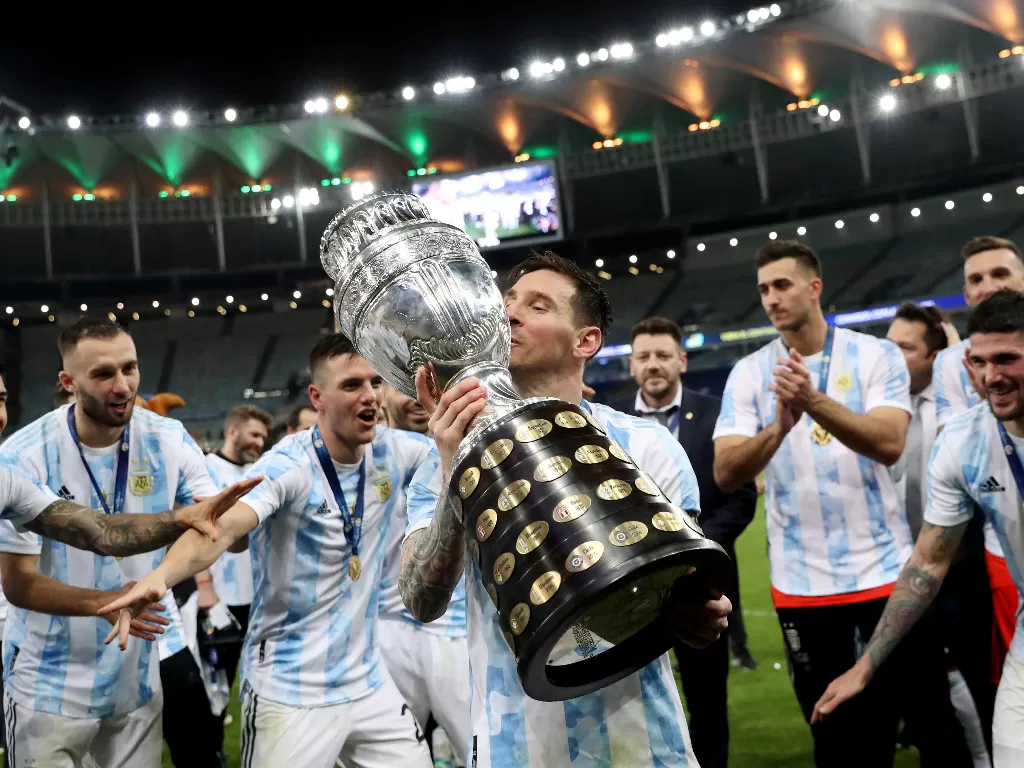 Penyerang timnas Argentina, Lionel Messi. (photo/REUTERS/Amanda Perobelli)