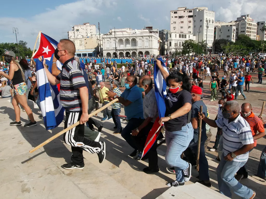 Protes di Kuba. (REUTERS)